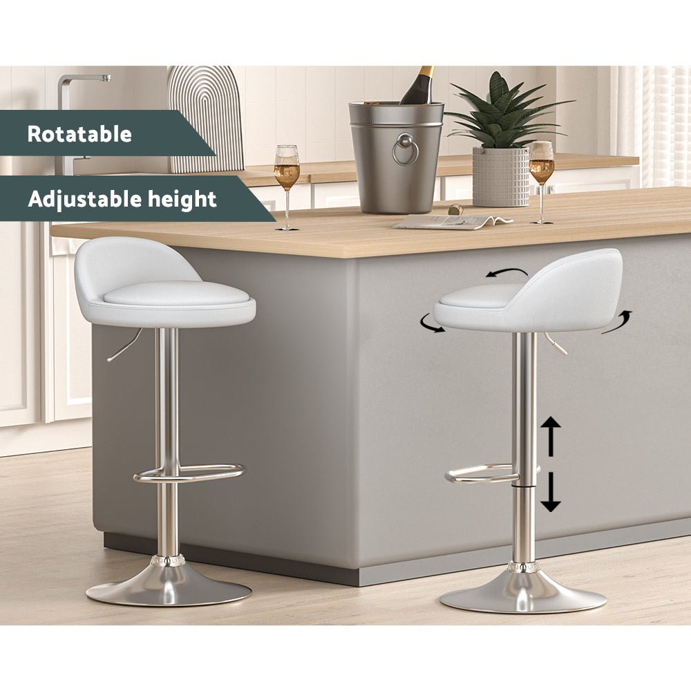 Nuvo Gas Lift Swivel Bar Stools – White – Set of 2