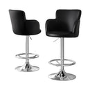 Rowan 2x Leather Bar Stools Swivel Adjustable Gas Lift PU Counter Chairs Black