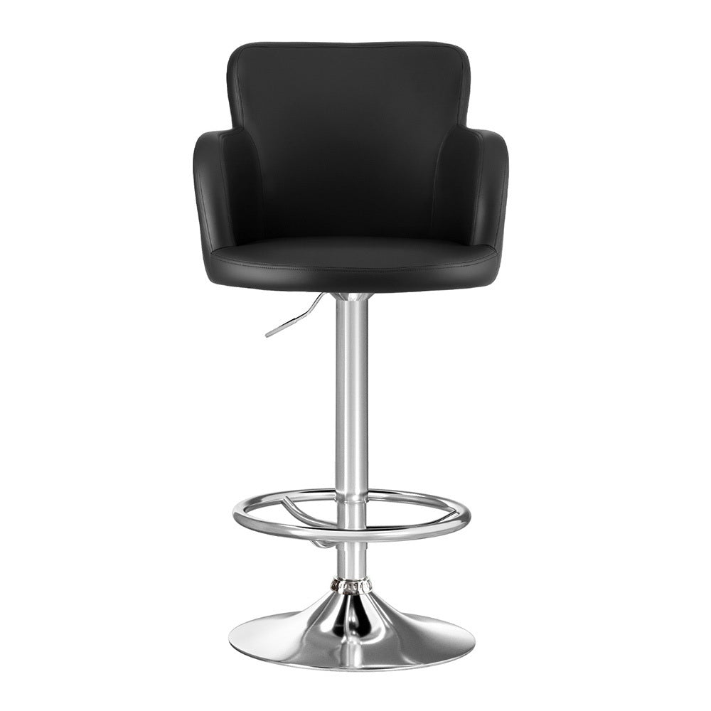 Rowan Leather Gas Lift Bar Stools – Black – Set of 2