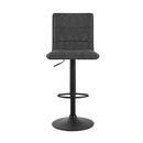 Set of 2 - Leather Smooth Line Style Bar Stools - Grey and Black