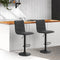 Set of 2 - Leather Smooth Line Style Bar Stools - Grey and Black