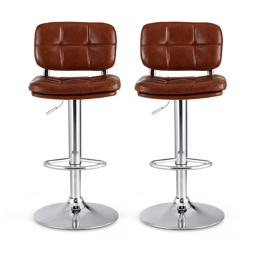 Rowan Tufted Bar Stools – Brown – Set of 2