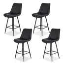 Cove 4x Bar Stools Kitchen Dining Chair Counter Stool Diamond PU Leather Black