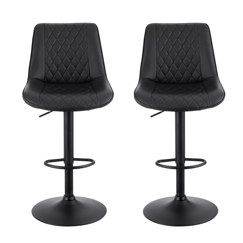 Atlas Diamond Quilted Counter Stools – Black – Set of 2