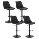 Rowan 4x Bar Stools Kitchen Swivel Gas Lift Counter Chair Diamond Leather Black