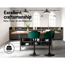 Nessah Velvet Gas Lift Bar Stools – Green – Set of 2