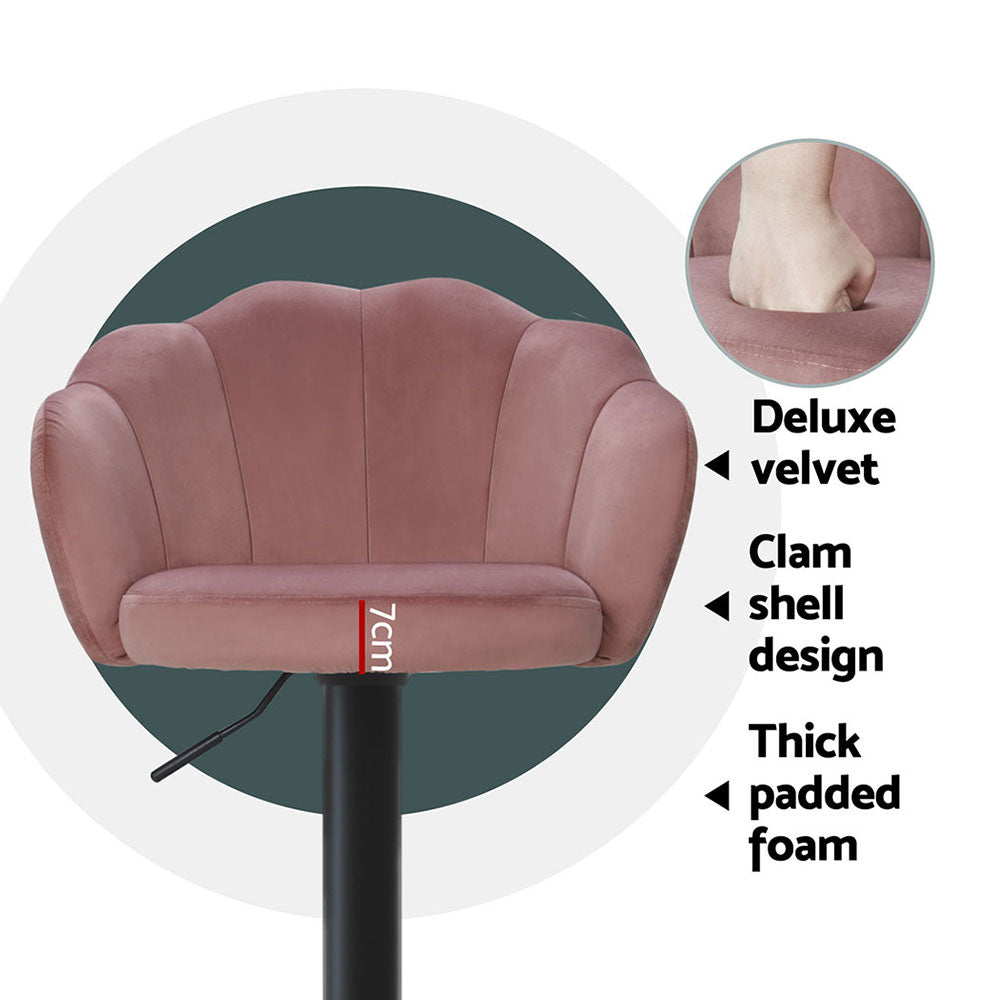 Delara Velvet Bar Stools – Pink – Set of 4