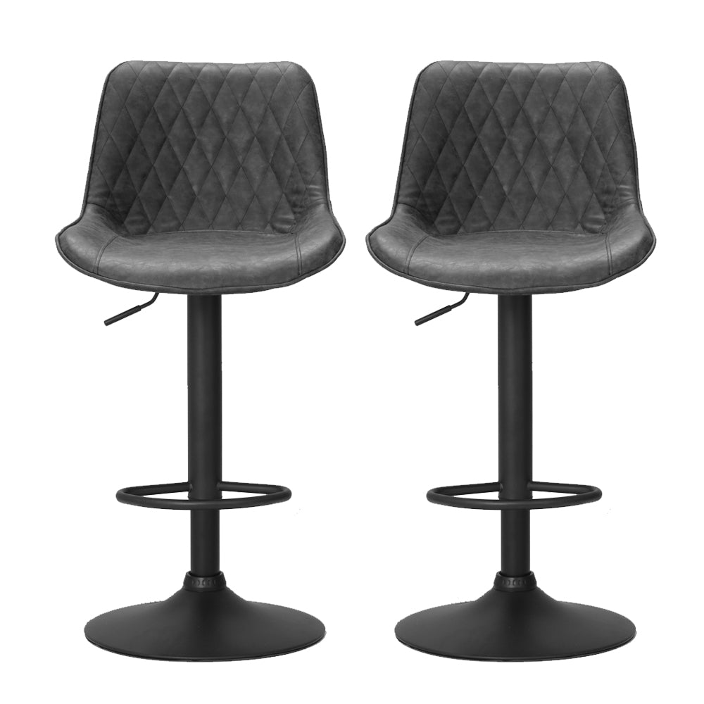 Rowan Vintage Gas Lift Bar Stools – Black – Set of 2