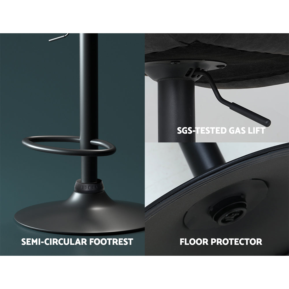 Rowan Vintage Gas Lift Bar Stools – Black – Set of 2