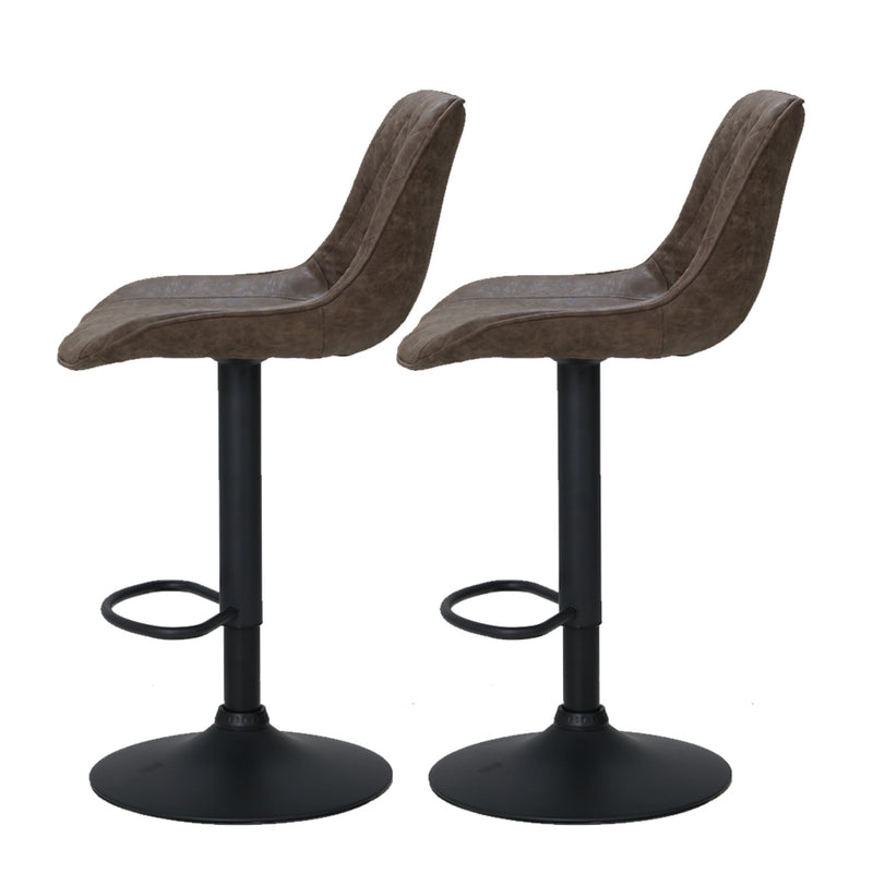 Set of 2 - Metal Barstool Dining Chair - Brown