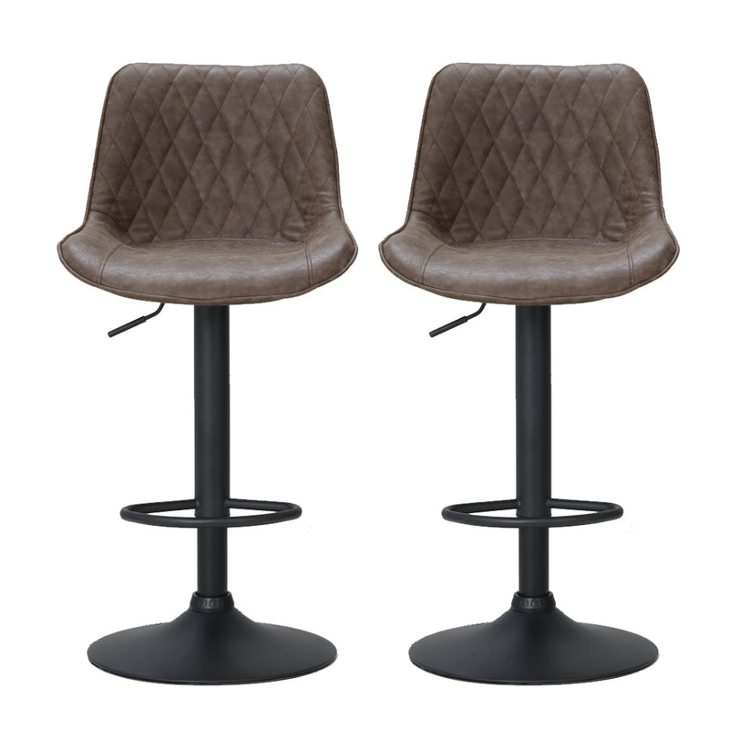 Set of 2 - Metal Barstool Dining Chair - Brown