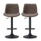 Set of 2 - Metal Barstool Dining Chair - Brown