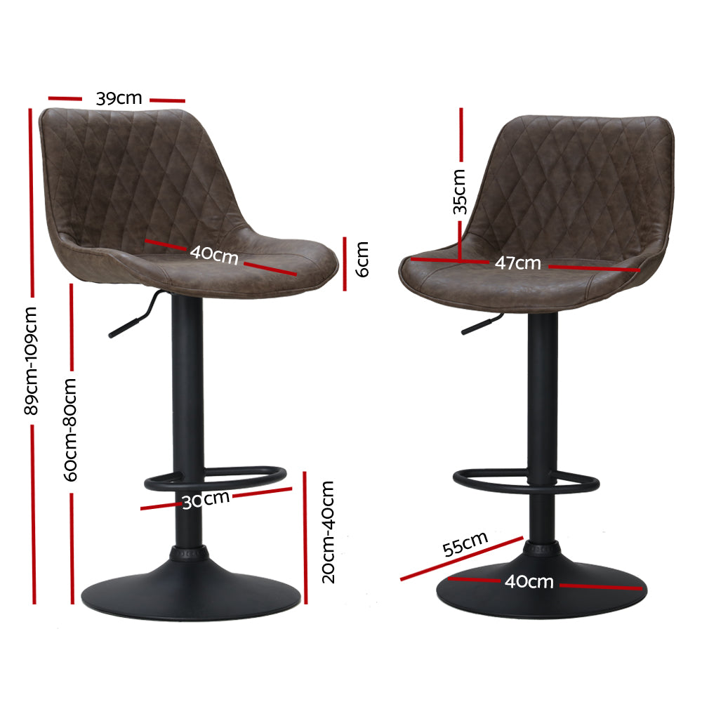 Lennox Metal Bar Stools – Brown – Set of 2