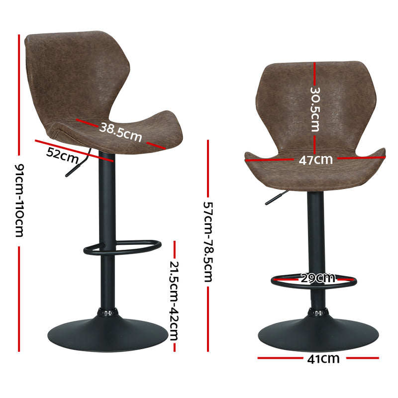 Set of 2 - Metal Swivel Barstool - Brown