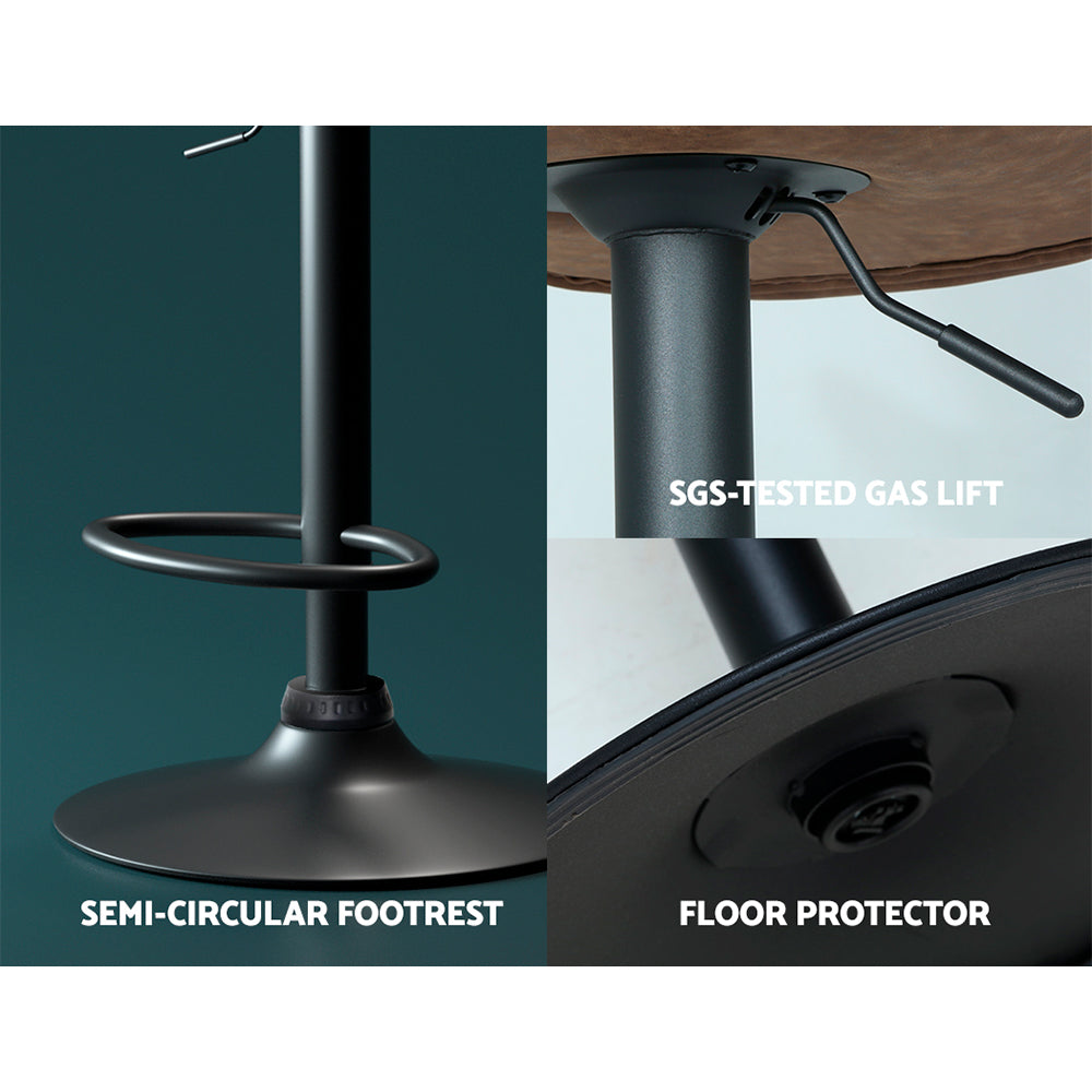 Hendrik Metal Swivel Bar Stools – Brown – Set of 2