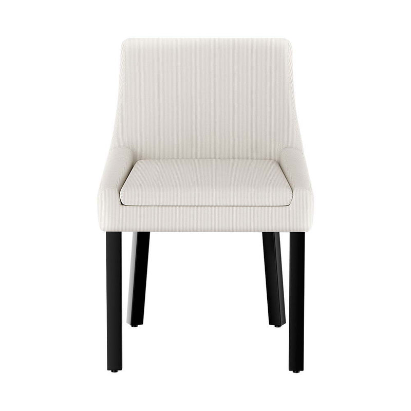 4 x Corduroy Dining Chairs – Beige, Wooden Legs