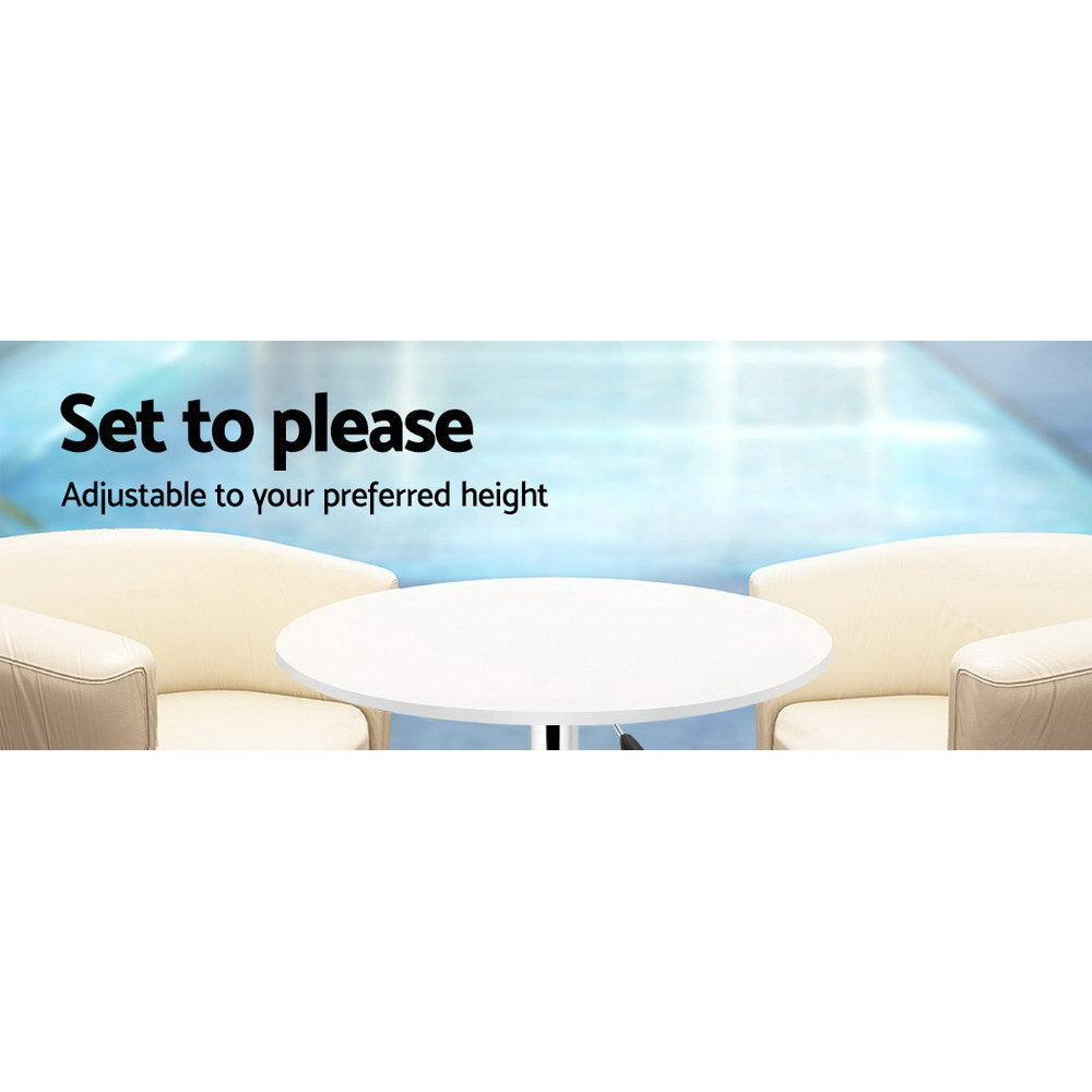 Kairo Gas Lift Bar Table – White – 60 cm