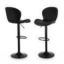 Atlas 2x Bar Stools Kitchen Swivel Gas Lift Counter Chair Shell Leather Black