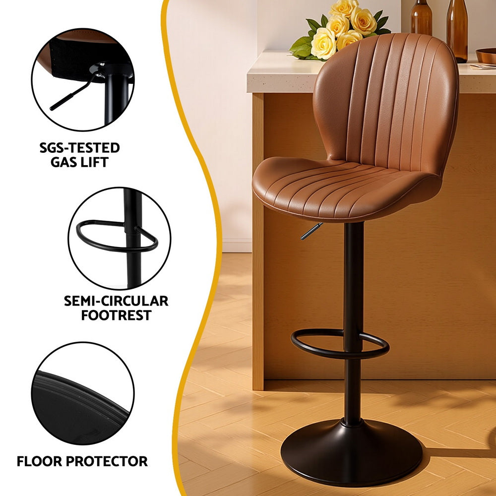 Nova Swivel Gas Lift Bar Stools with Shell Design – Brown – Set of 2