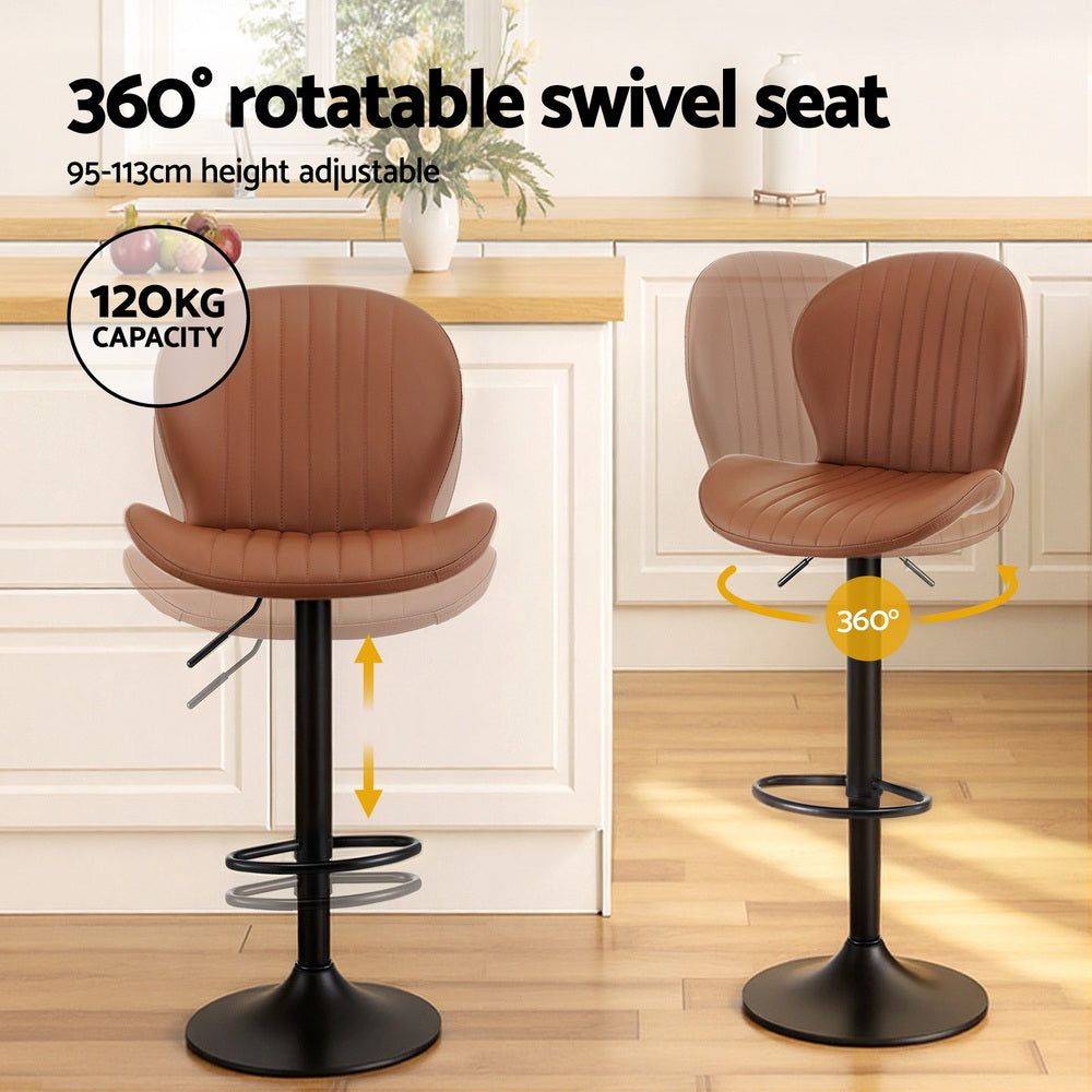 Linden Swivel Gas Lift Counter Stools – Brown – Set of 4