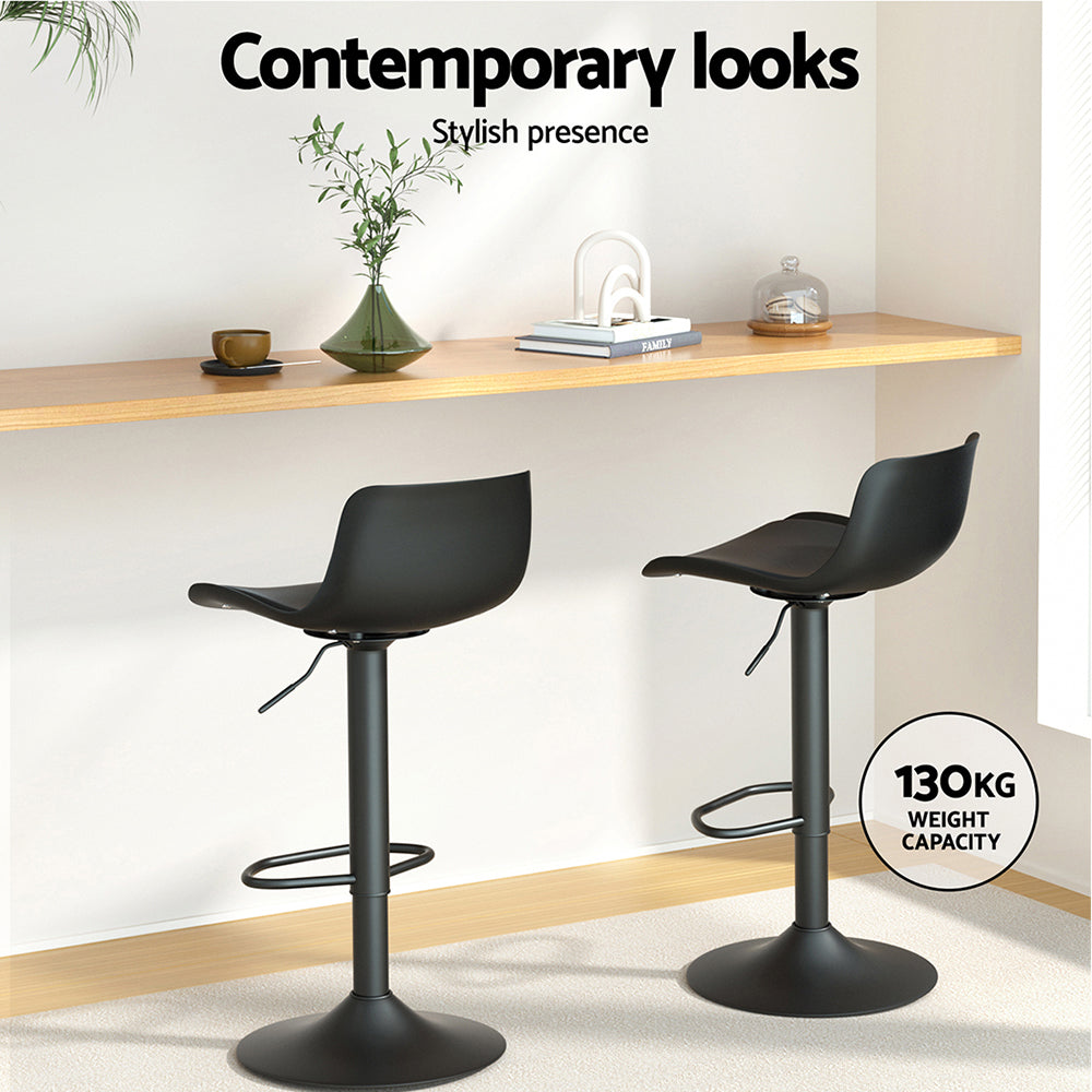 Kairo Gas Lift Bar Stools – Black – Set of 2