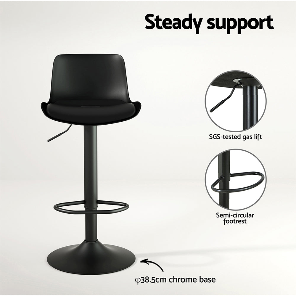Kairo Gas Lift Bar Stools – Black – Set of 2