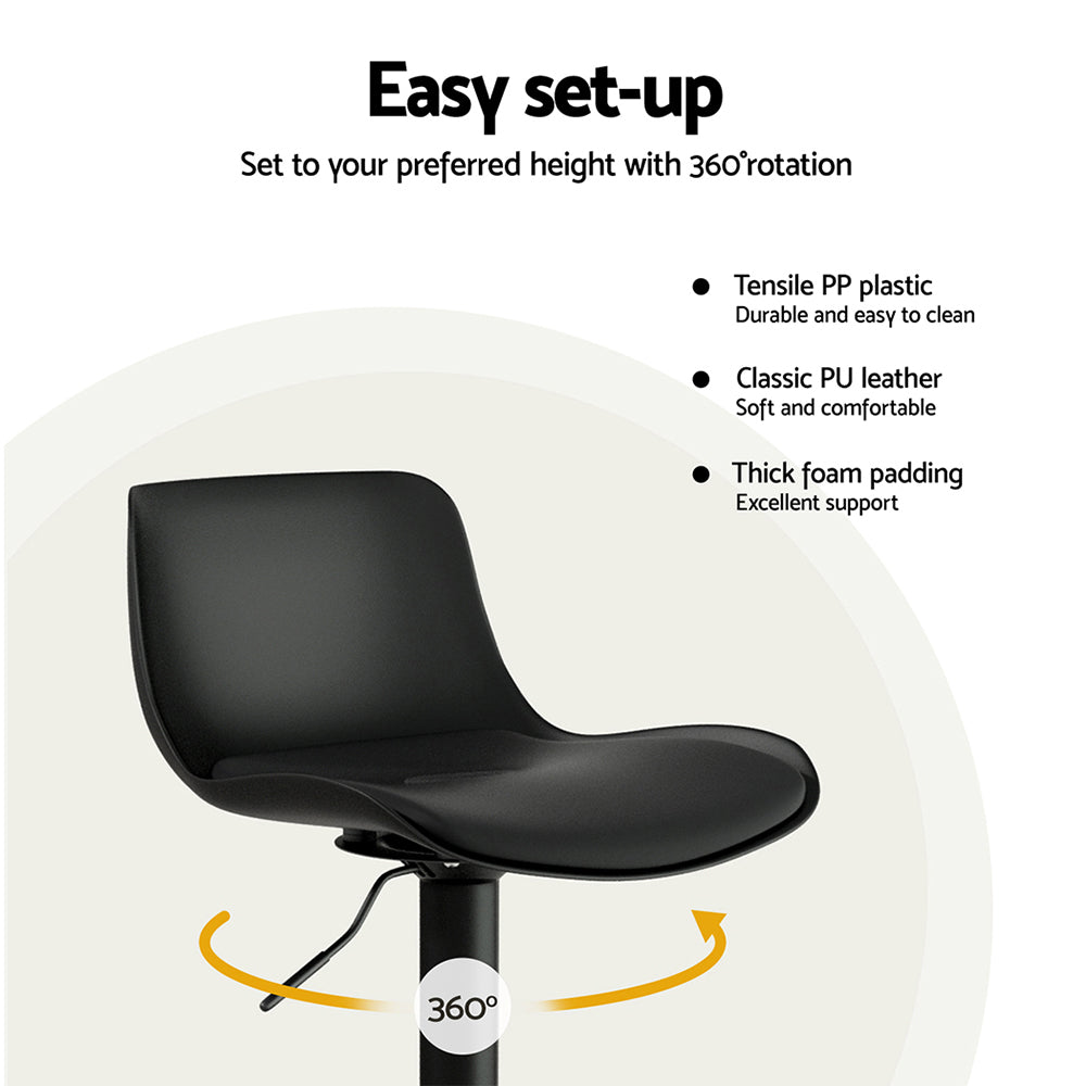 Kairo Gas Lift Bar Stools – Black – Set of 2