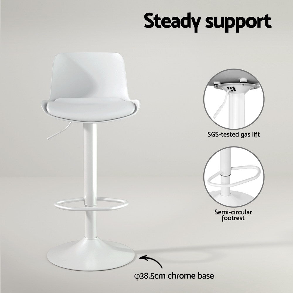 Callan Gas Lift Swivel Bar Stools – White – Set of 2