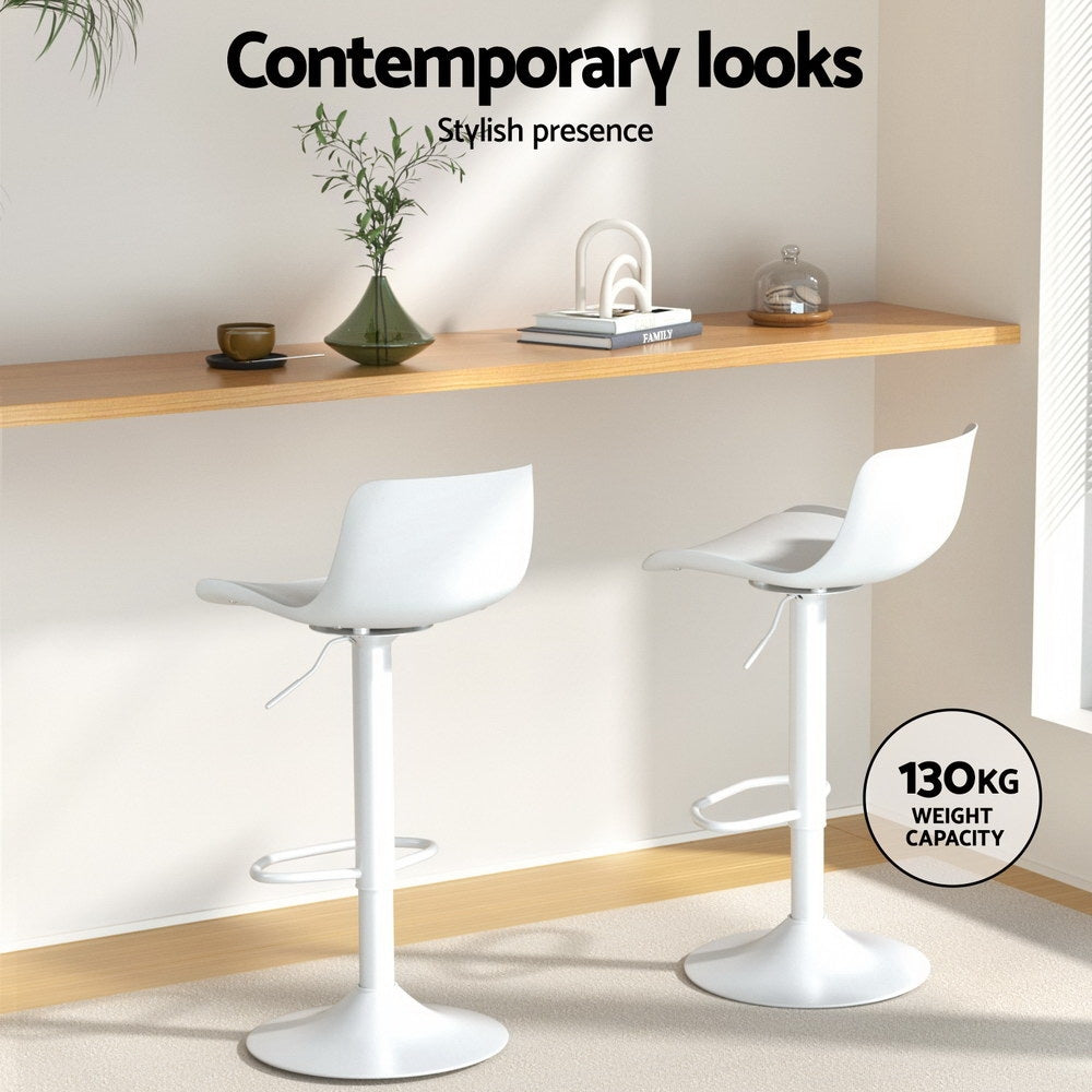 Fynn Swivel Bar Stools – White – Set of 4