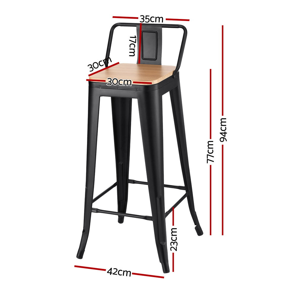 Linden Stackable Bar Stools – Black – Set of 4