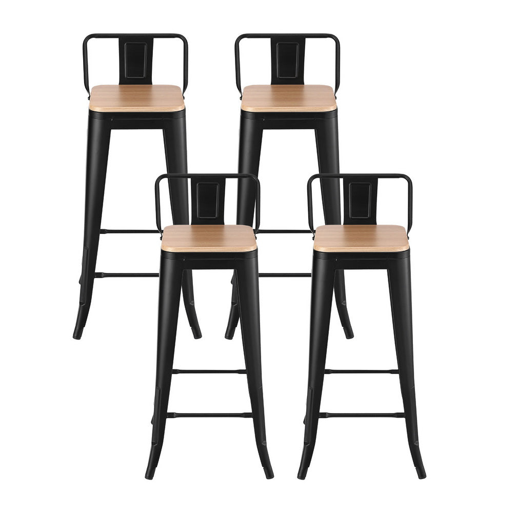 Linden Stackable Bar Stools – Black – Set of 4