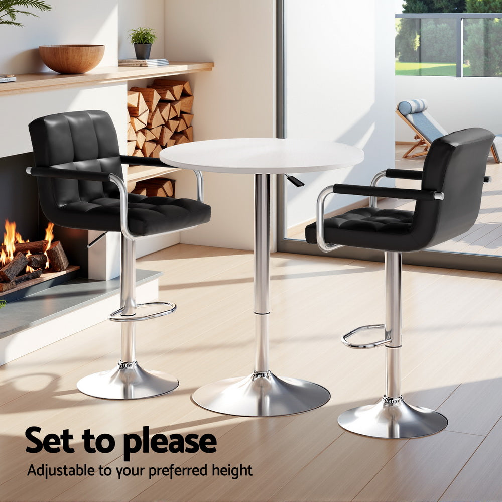 Meridian Bar Table & Stool Set – White & Black – Set of 3