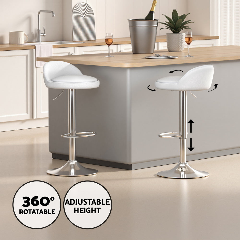 Meridian Bar Table & Stool Set – White & Silver – Set of 3