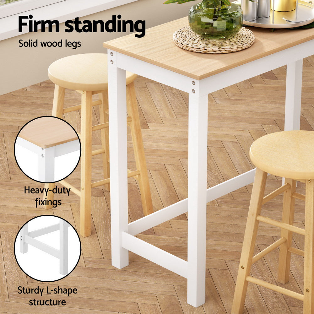Nara Natural Wood Bar Table and Stool Set – Pine & Natural – Set of 4