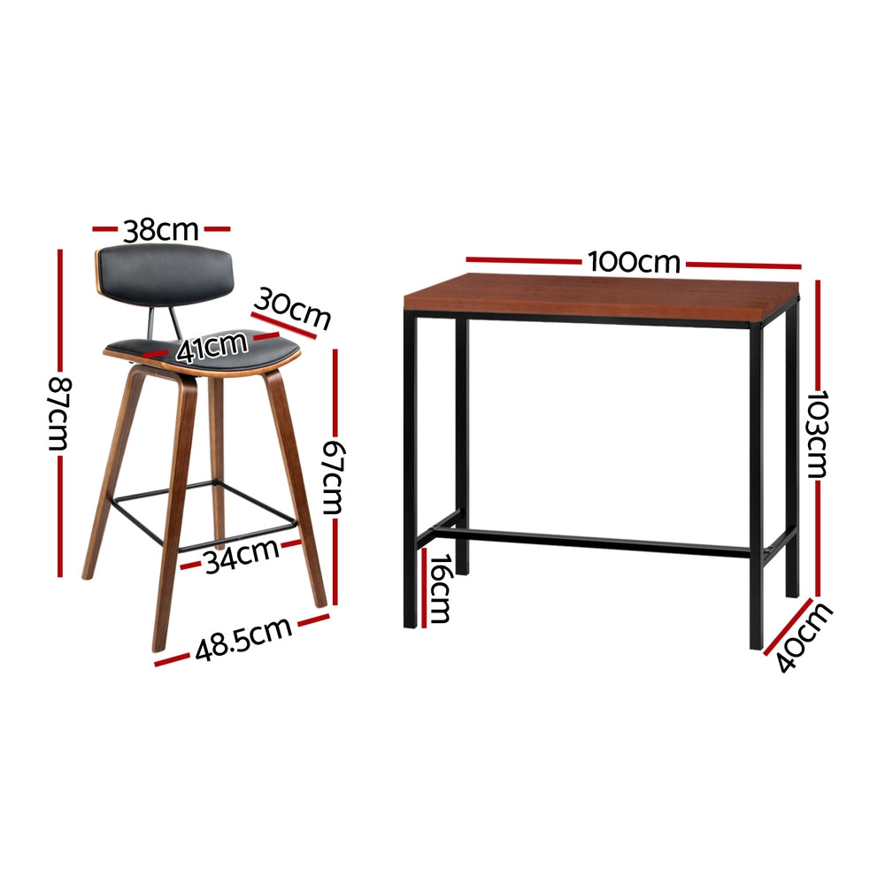 Meridian Bar Table & Stool Set – Walnut – Set of 3