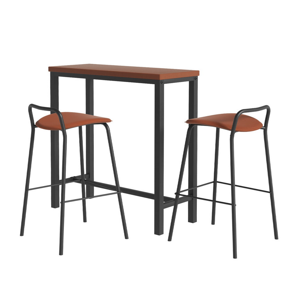Meridian Bar Table & Stool Set – Brown – Set of 3