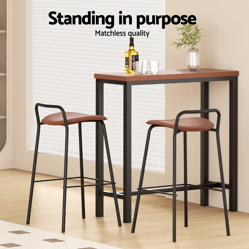 Meridian Bar Table & Stool Set – Brown – Set of 3