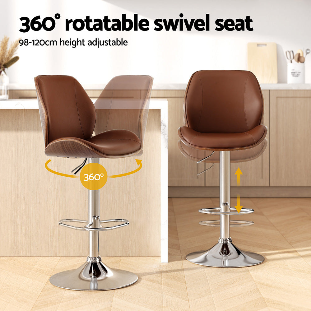 Rowan Bentwood Swivel Bar Stool – Brown – Single