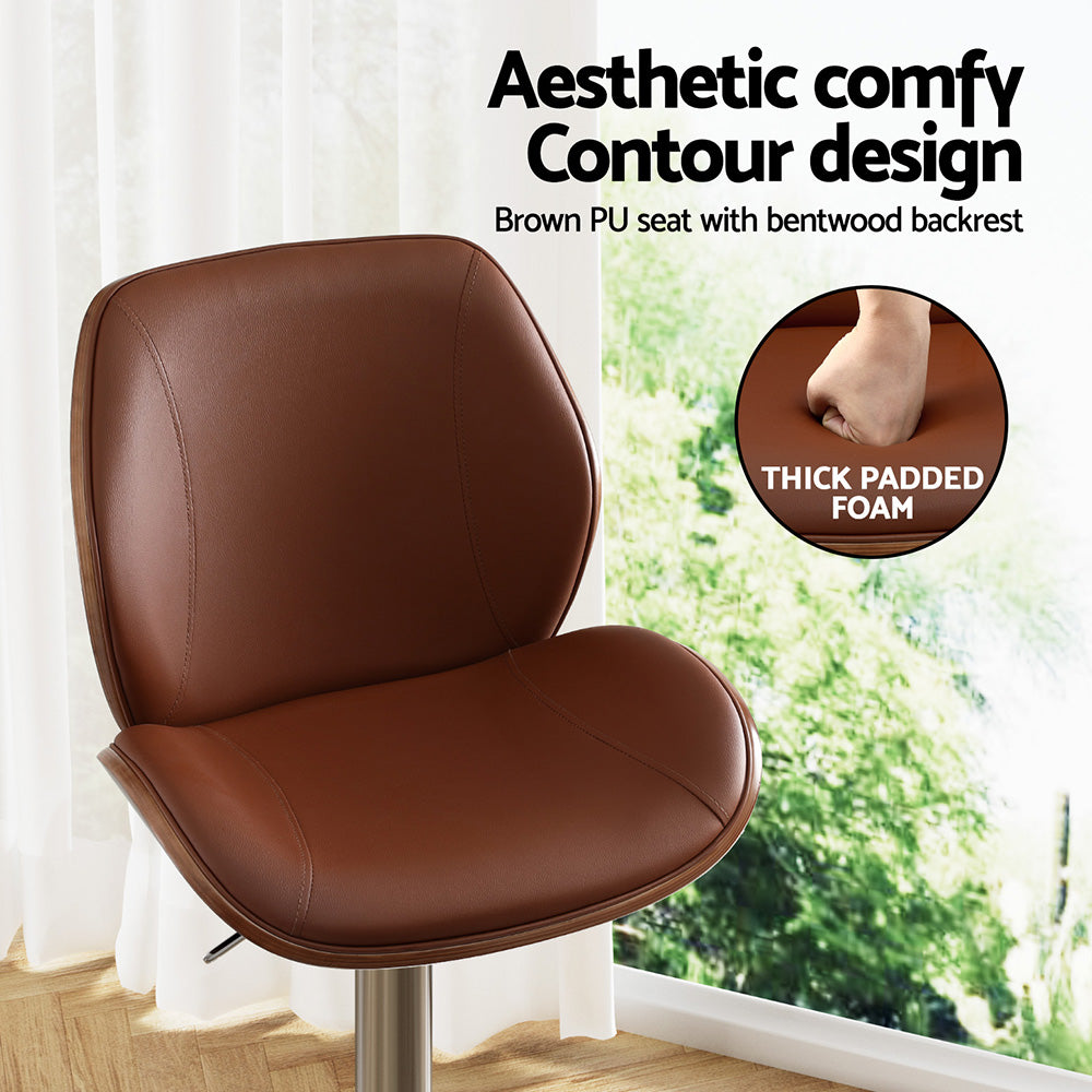 Rowan Bentwood Swivel Bar Stool – Brown – Single