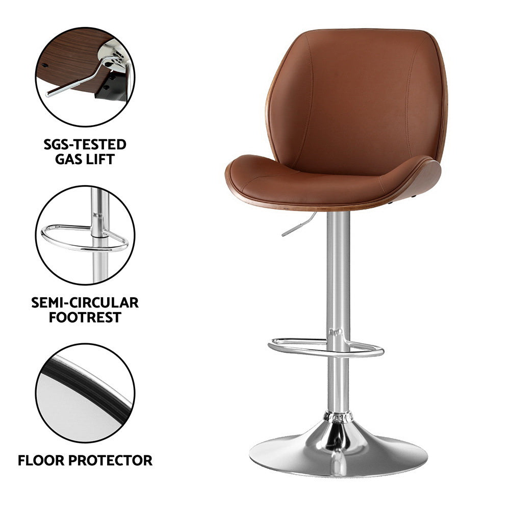 Linden Bentwood Bar Stools – Brown / Wood – Set of 2