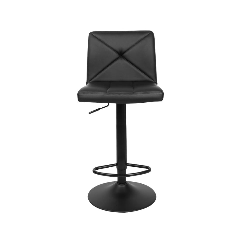 Set of 2 - Leather Gas Lift Bar Stools - Black