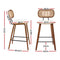 2 x Rattan Counter Bar Stools – PU Leather Padding