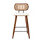 2 x Rattan Counter Bar Stools – PU Leather Padding