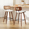 2 x Rattan Counter Bar Stools – PU Leather Padding