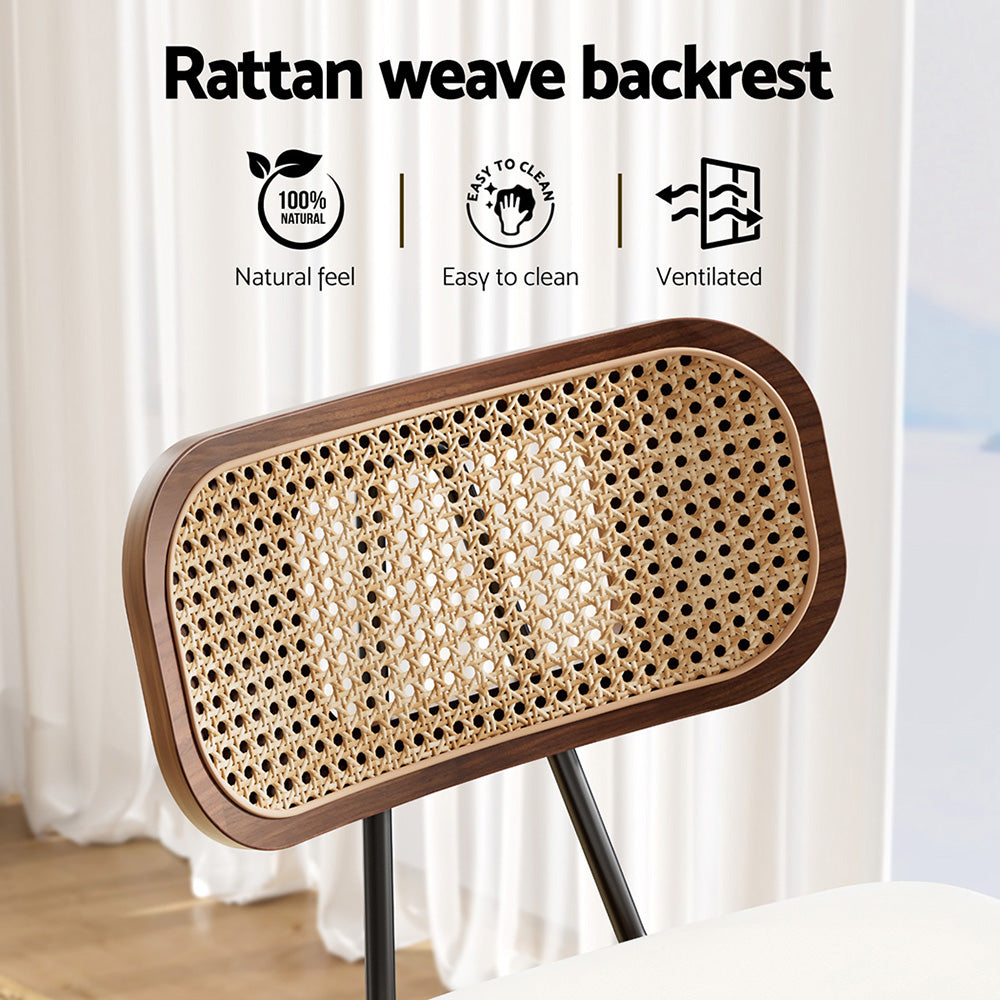 Torino Rattan Counter Bar Stools – Beige PU Leather – Set of 4