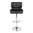 Set of 2 - Leather Gas Lift Bar Stools - Black and Chrome