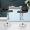 Set of 2 - Leather Gas Lift Bar Stools - Black and Chrome