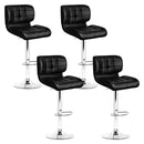 Cove 4x Bar Stools Gas Lift Leather Padded Black