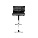 Set of 4 - Leather Gas Lift Bar Stools - Black and Chrome