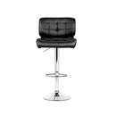 Set of 4 - Leather Gas Lift Bar Stools - Black and Chrome